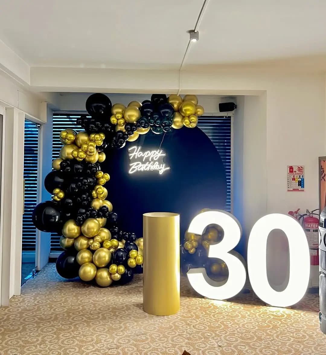 Golden Beauty Birthday Setup at Home