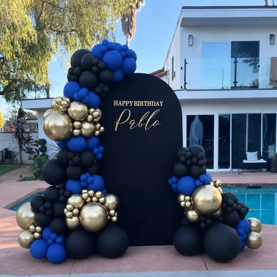 Premium Black Blue Balloon Decoration