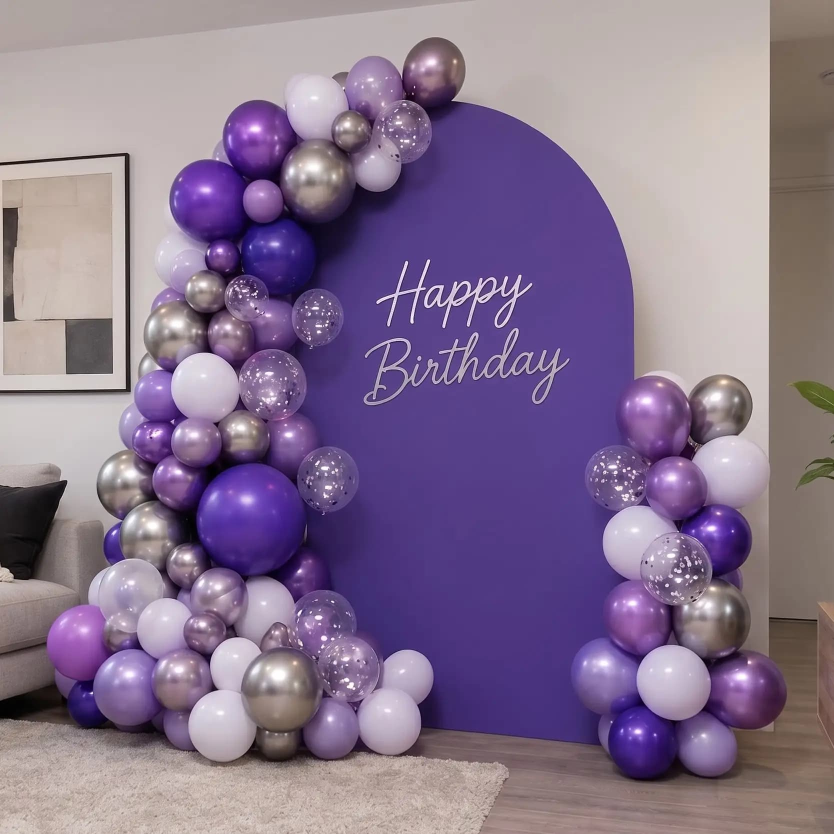 Purple Happy Birthday Balloon Decoration
