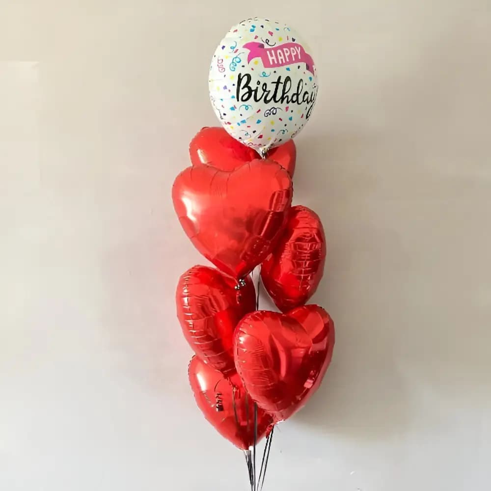 Heart Foil & Happy Birthday Balloon Delivery