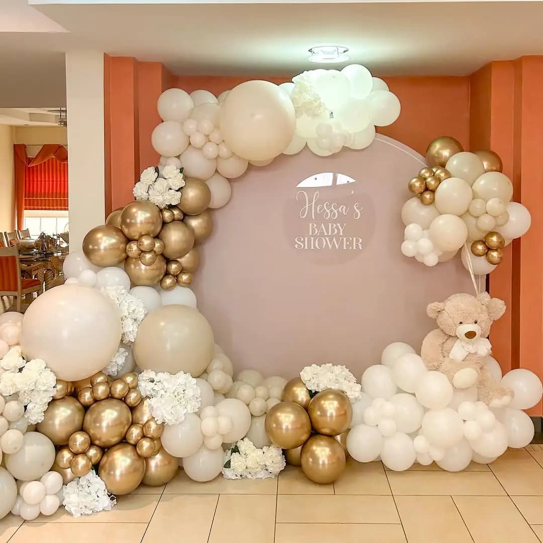 White and Gold Baby Shower Bliss Setup