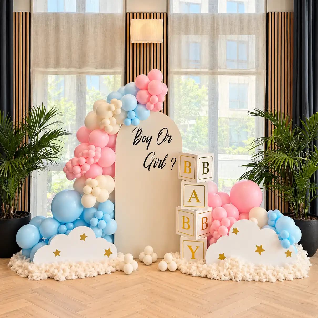 Pastel Gender Reveal Backdrop Decoration