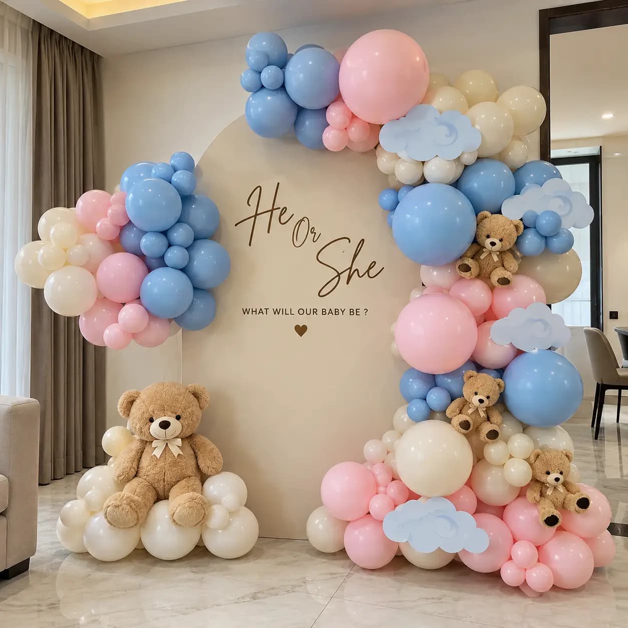 Aeb bbd — Teddy Theme Baby Shower Balloon Decoration