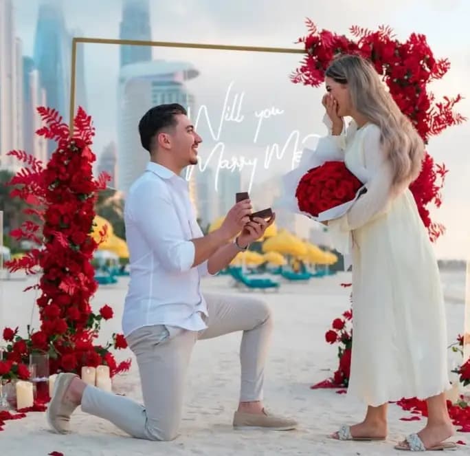 Romantic Beach Proposal Setup