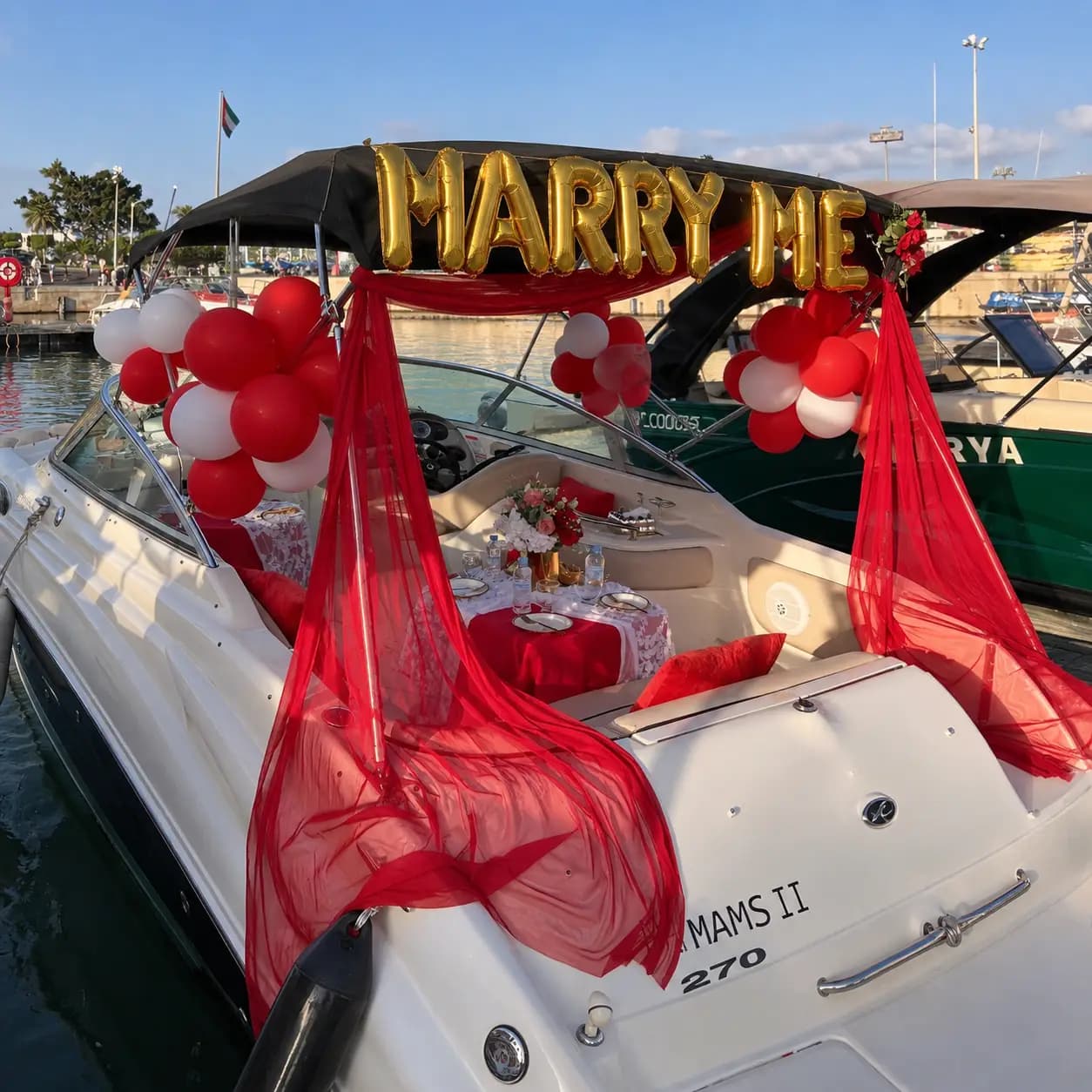 Romantic Yacht Proposal Decoration