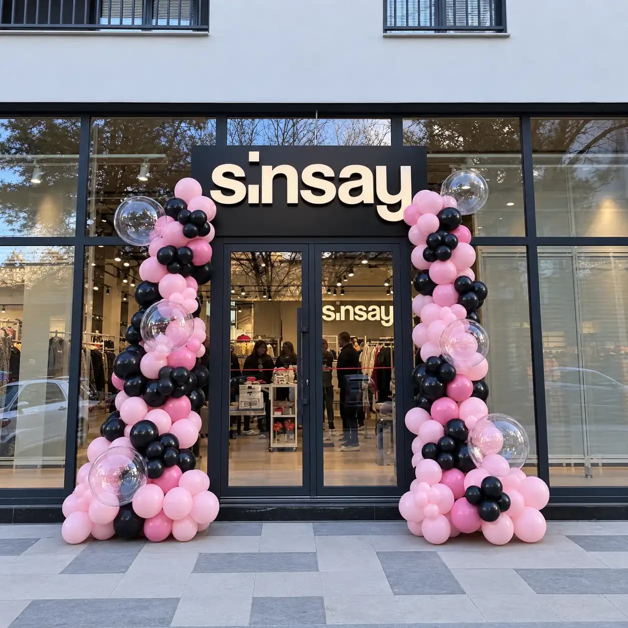 Pink & Black Balloon Decor for Shop Opening