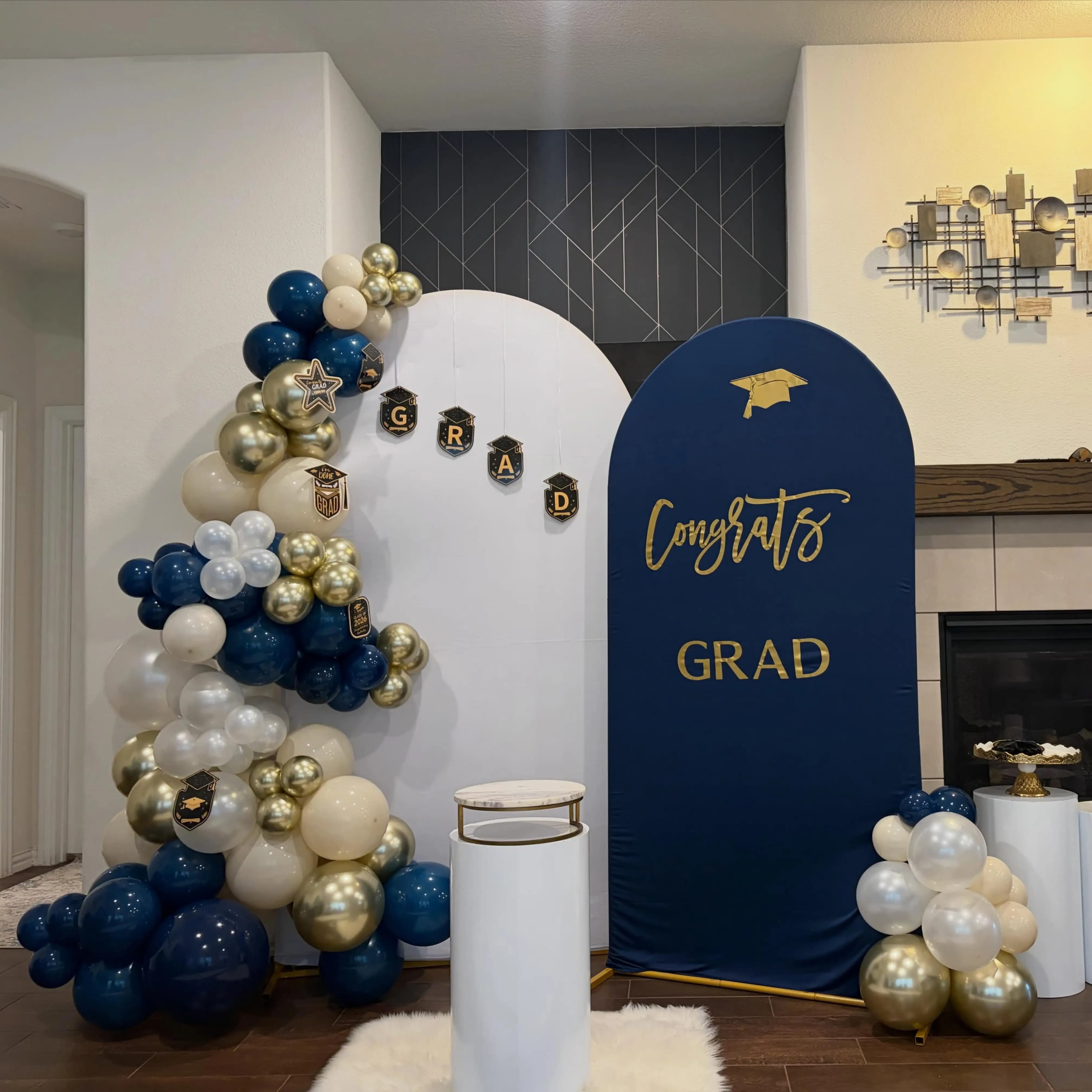 Graduation Balloon Arch with Backdrop