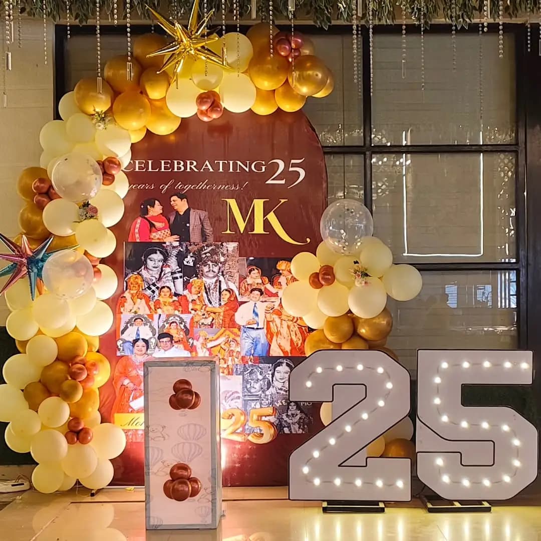 Pink Gold Anniversary Decor