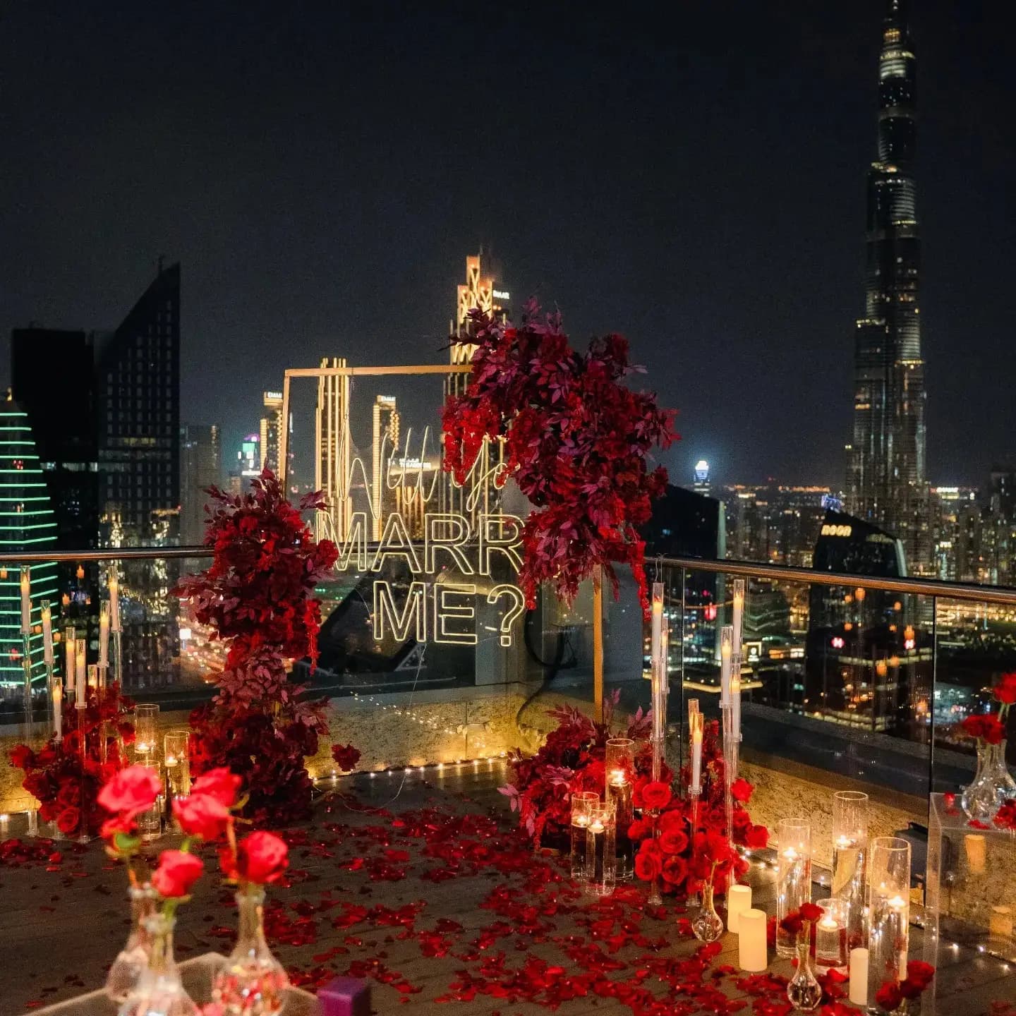 Romantic Rooftop Proposal Setup