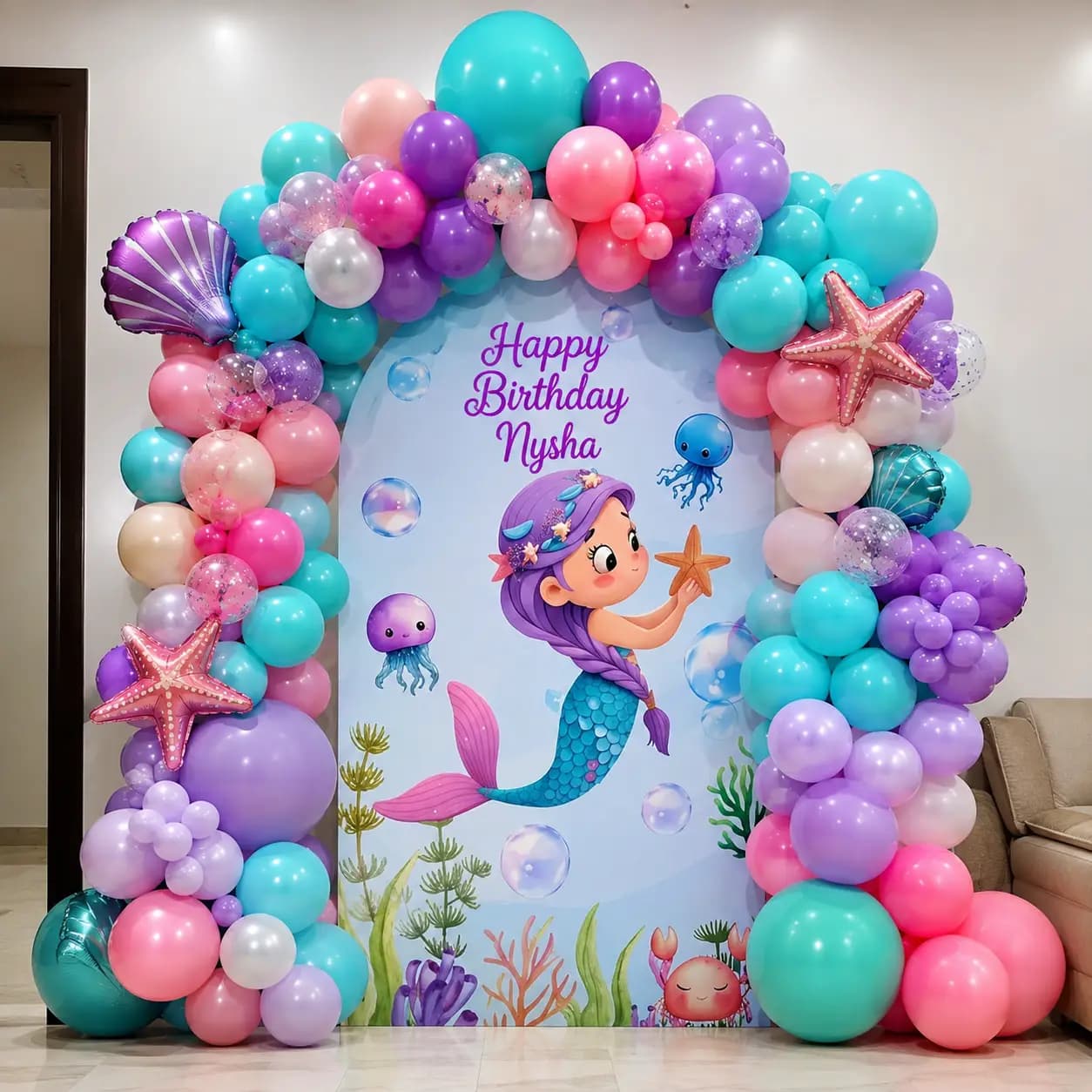 Mermaid Theme Kids Birthday Decoration in Abu Dhabi