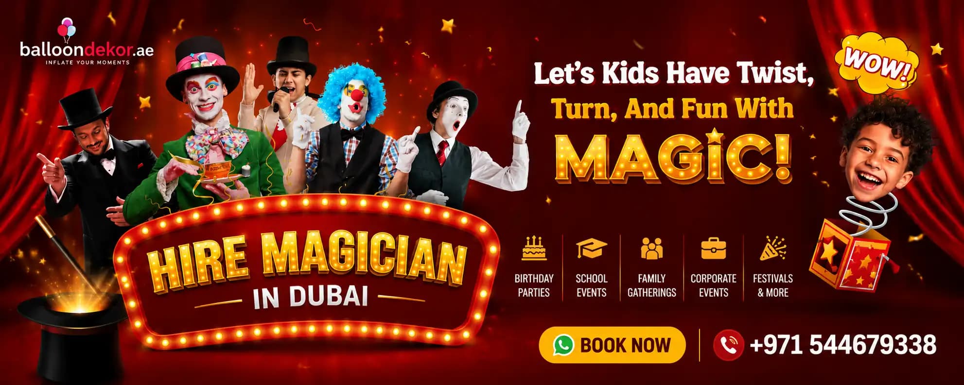 Magician in Dubai — kids birthday magic show setup