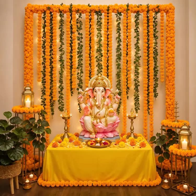 Marigold Ganpati Decoration