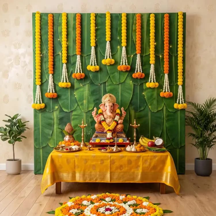 Banana Leaf Ganpati Decoration