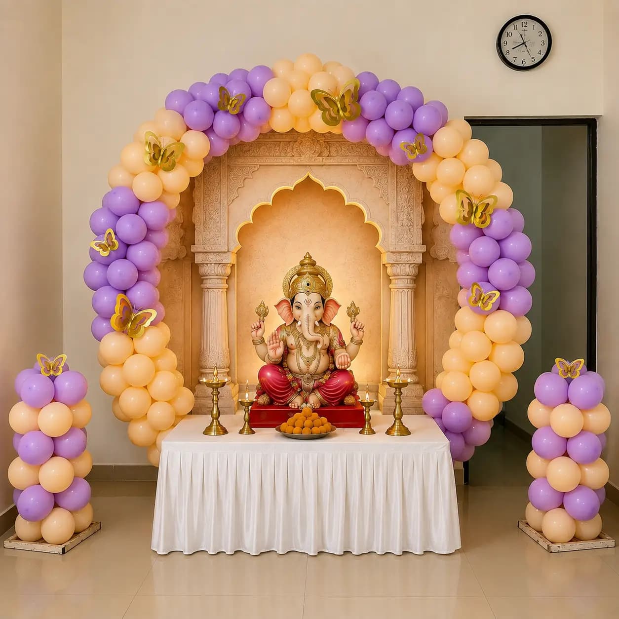 Ganpati Mandap Balloon Decoration
