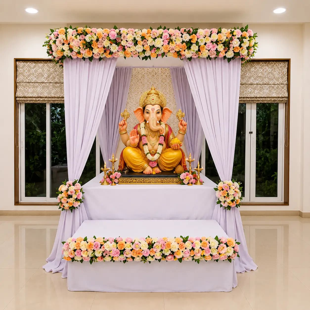Home Ganesh Pooja Decoration