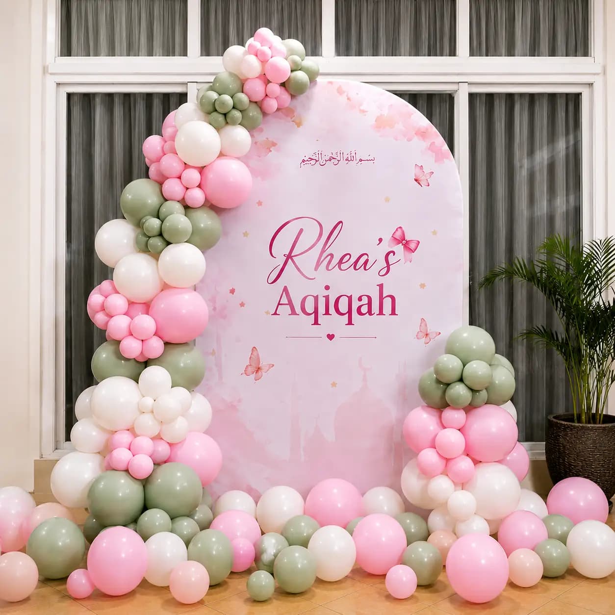 Balloon Backdrop Decoration  for Islamic Aqiqah