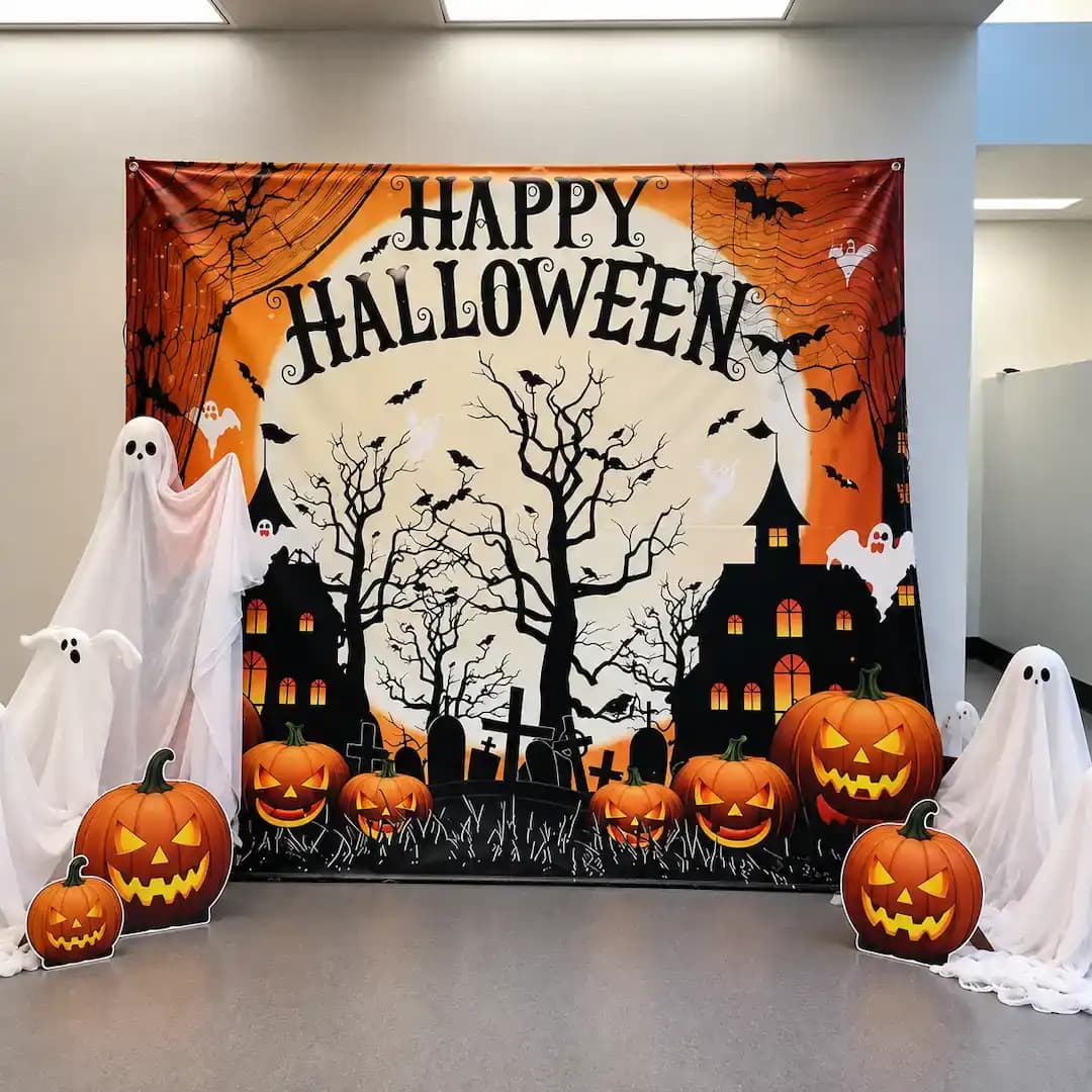 Halloween Party Backdrop Setup