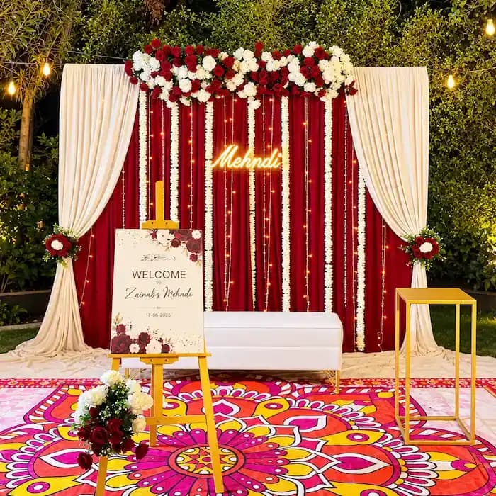 Elegant Outdoor Mehndi Celebration Setup