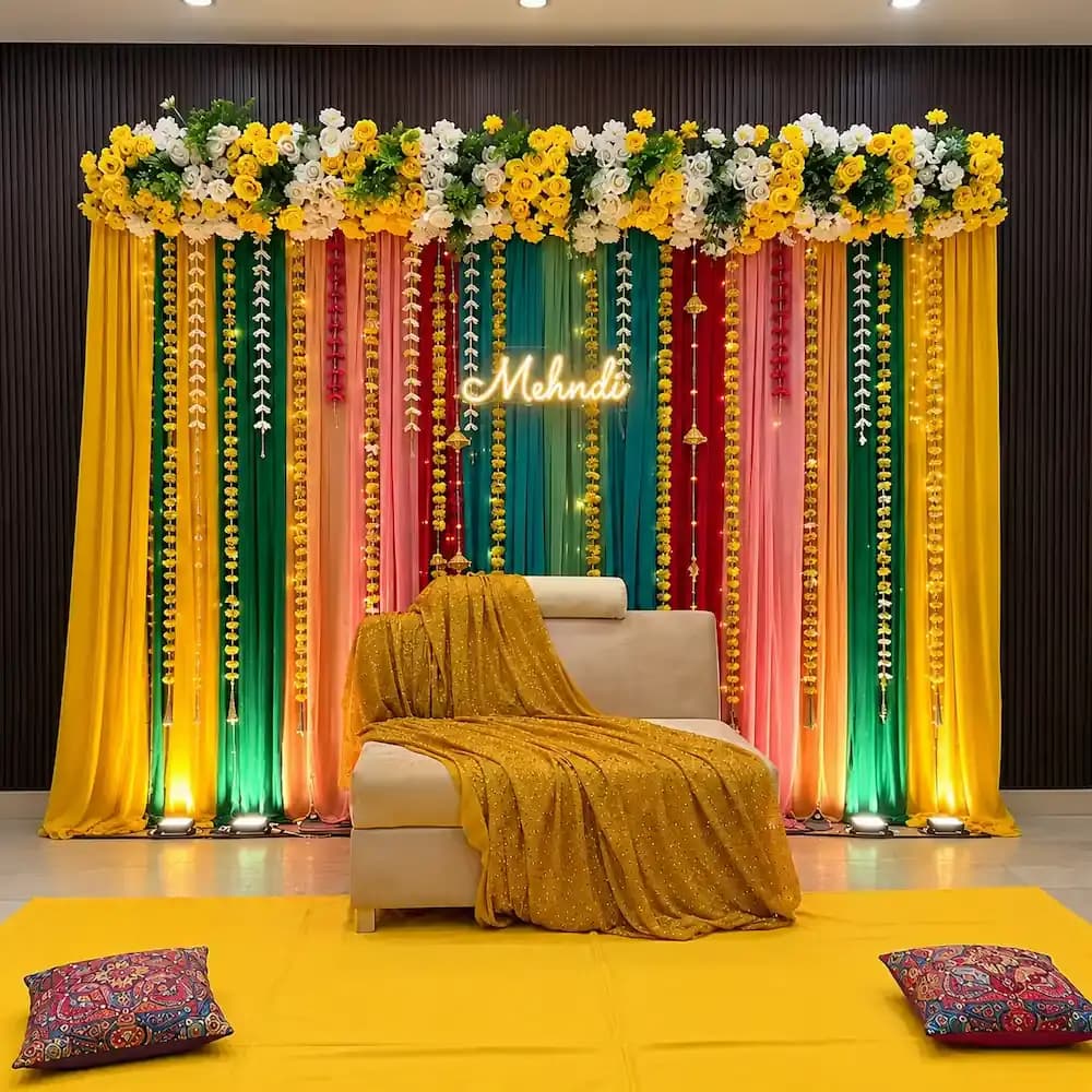 Floral Backdrop Decor for Mehendi
