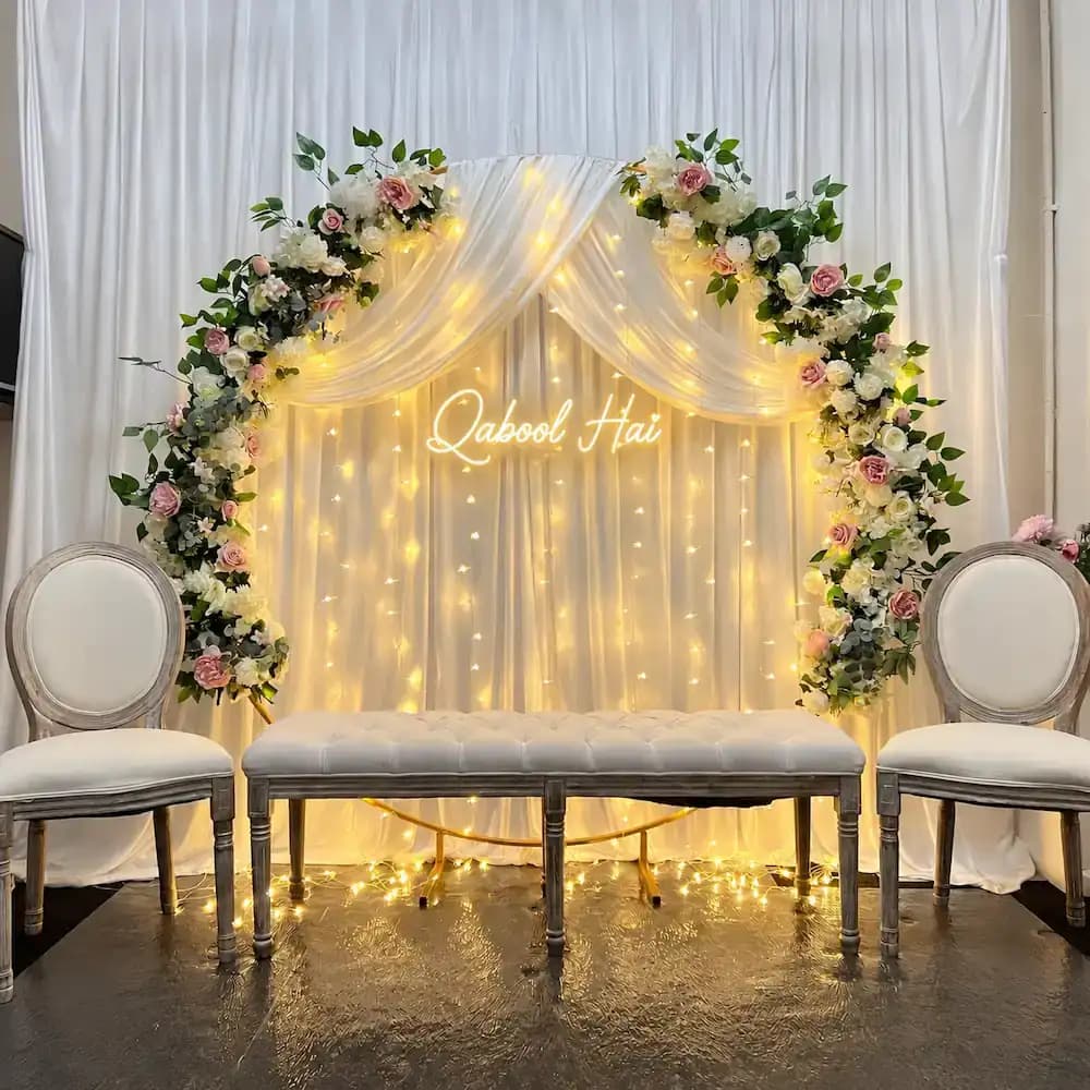 Glowing Backdrop Decor for Nikkah Ceremony