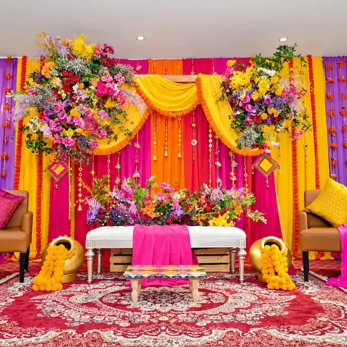 Indian Style Flower Decor for Haldi Ceremony
