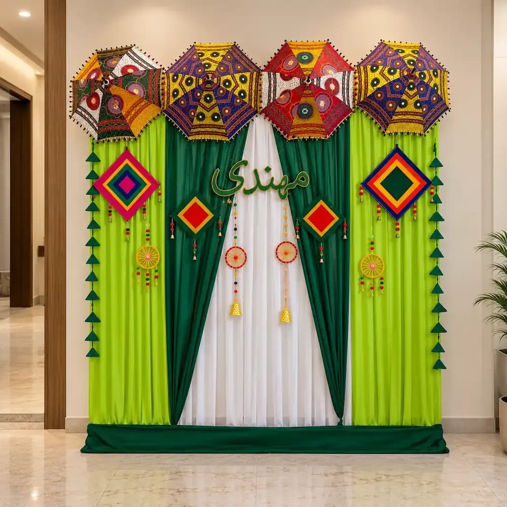Traditional Mehndi Backdrop Decoration