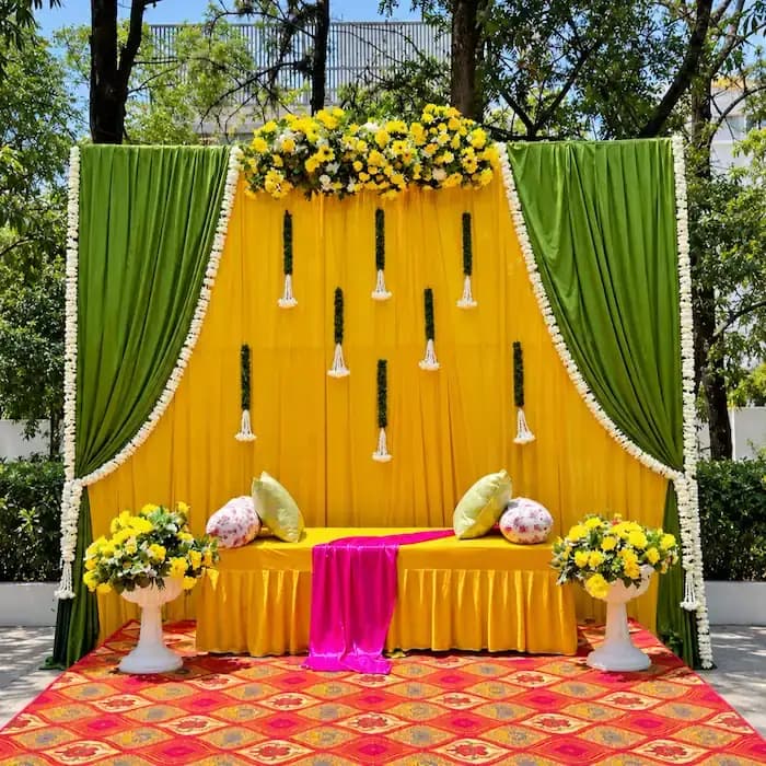 Dbc bffd — Yellow Backdrop Decor for Haldi