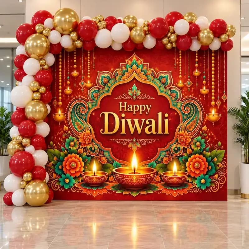 Diwali Celebration Backdrop Setup
