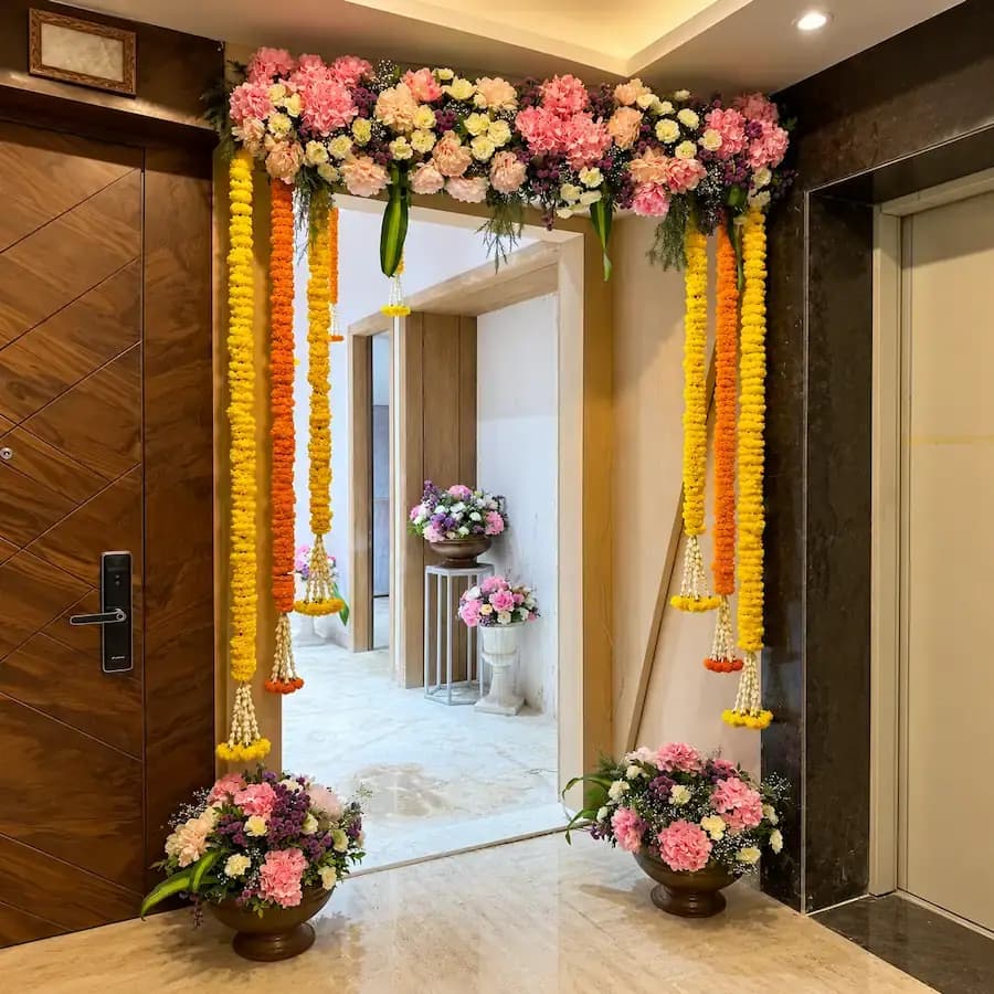 Diwali Home Decoration with Flowers