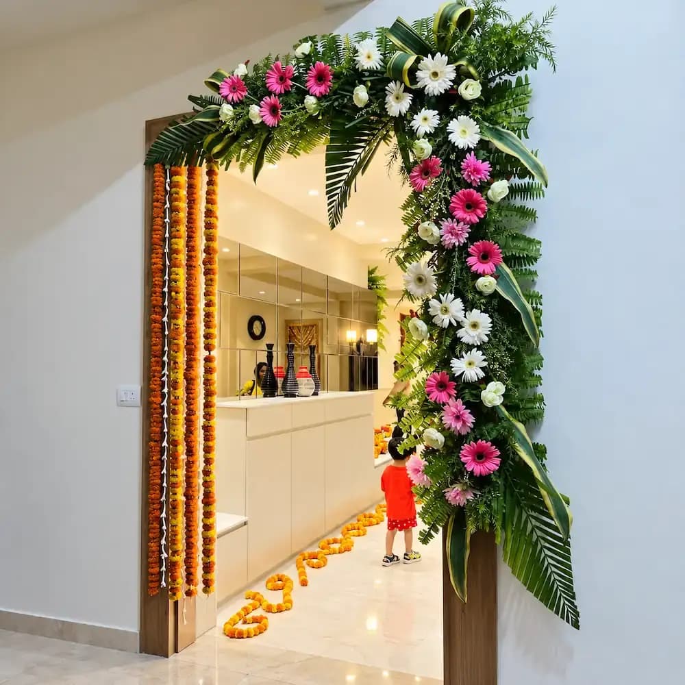 Diwali Mandir Decoration with Flowers