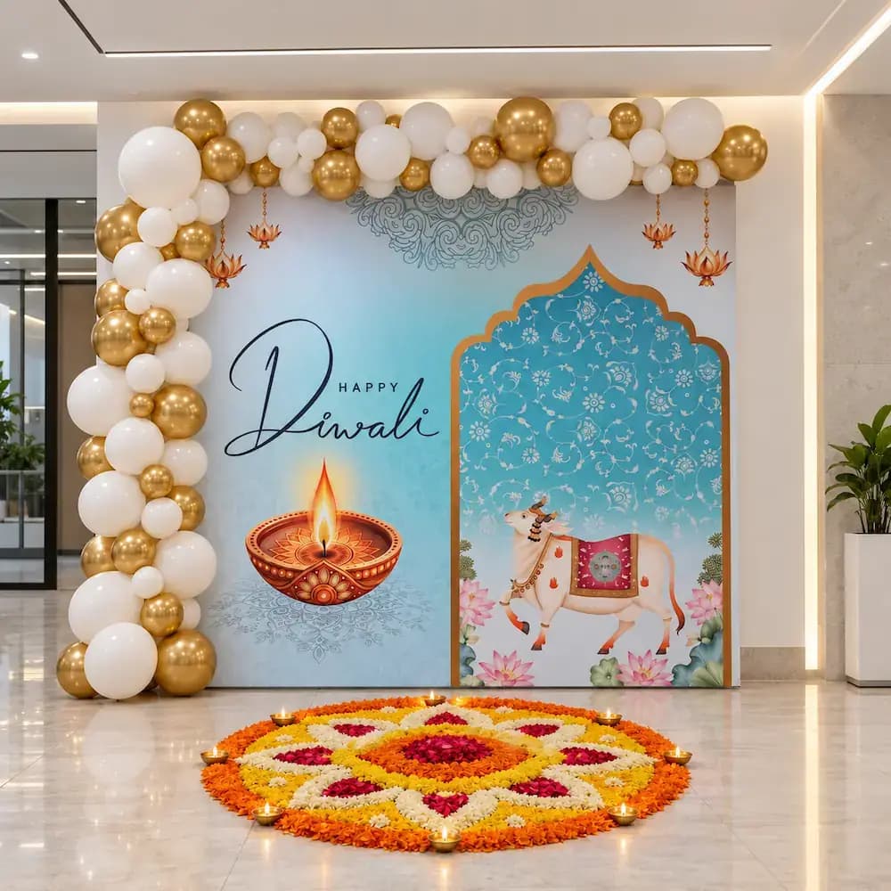 Diwali Office Backdrop Decoration