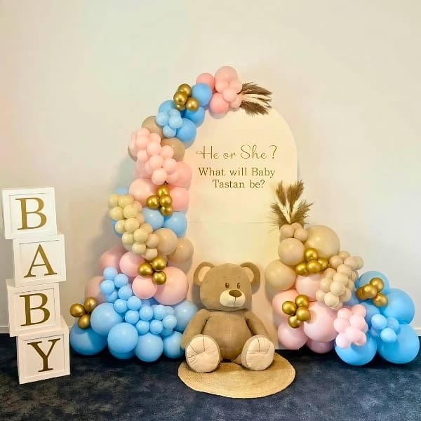 Neutral Baby Shower balloon Decoration Setup 
