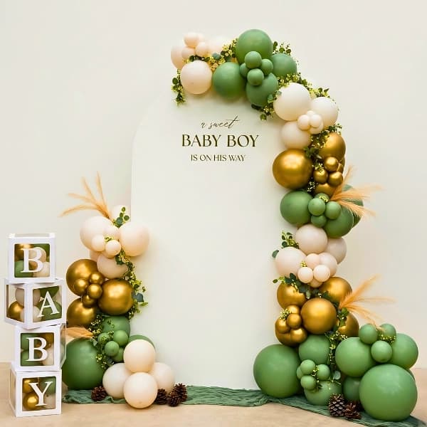 Sage Baby Boy Shower Setup