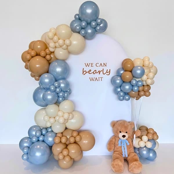 Bearly Wait Blue & Beige Theme Baby Shower Setup