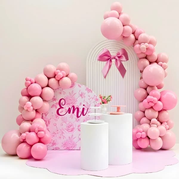 Pink Floral Baby Shower Balloon Decoration
