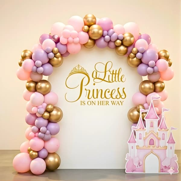 Luxury Little Princess Baby Shower Balloon Arch Setup