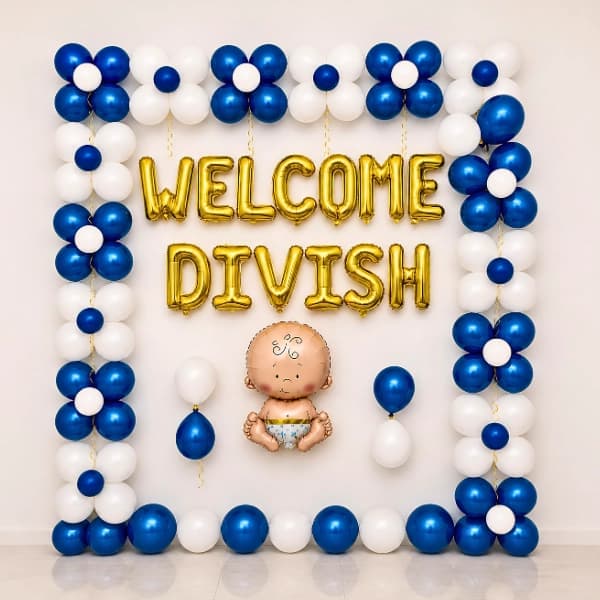 Simple Balloon Deccoration For Baby Boy Welcome