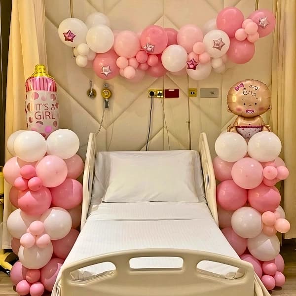 Hospital Bed Decoration For Baby Girl Welcome
