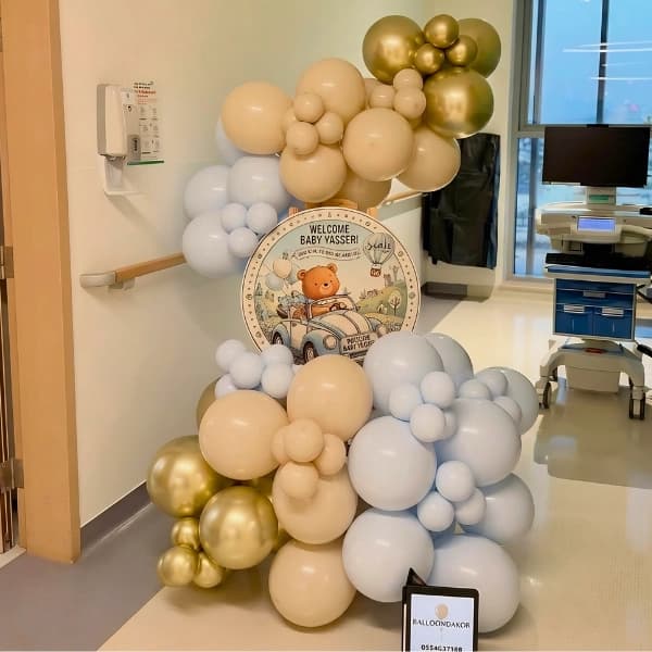 Hospital Baby Boy Arrival Balloon Setup