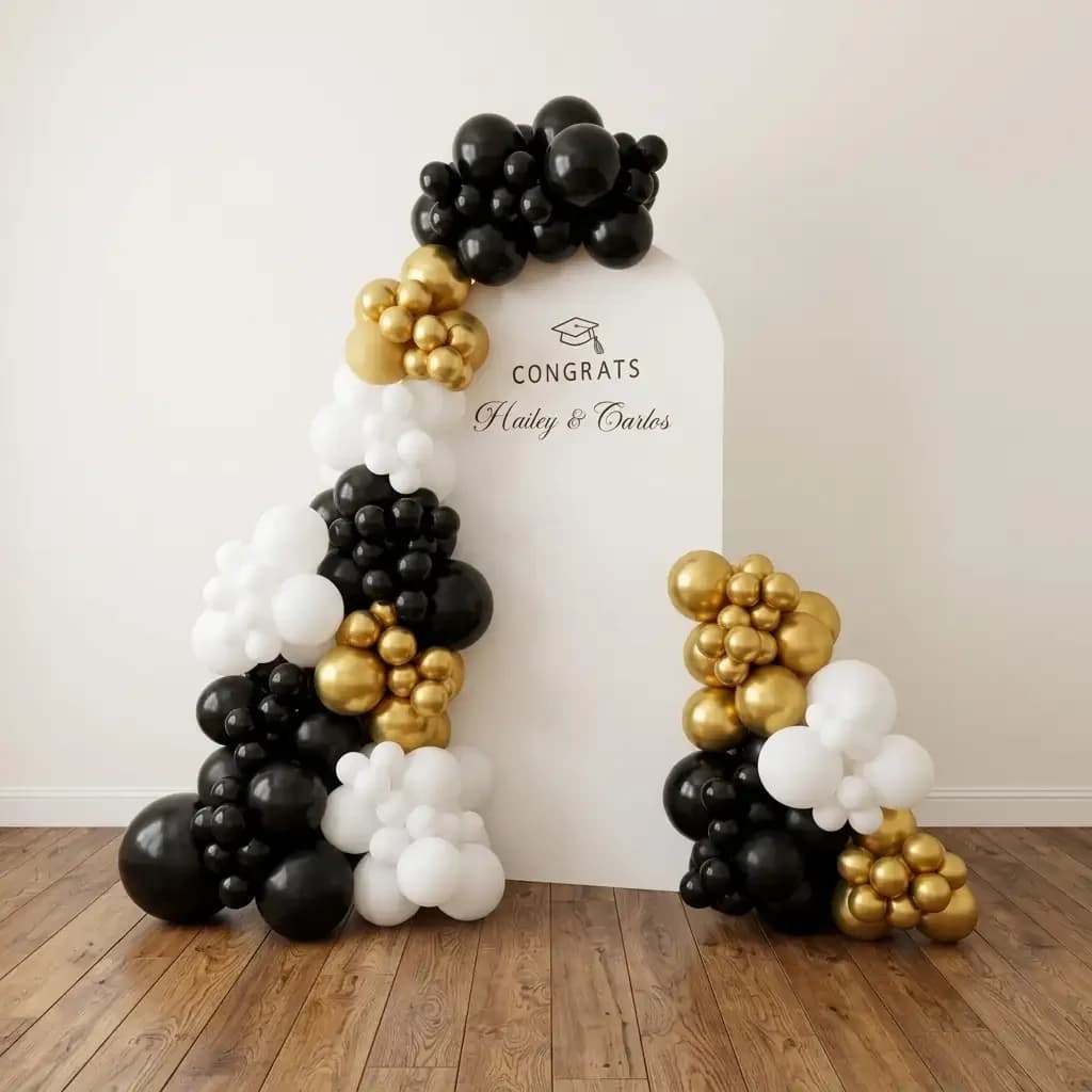 Black Gold Graduation Balloons