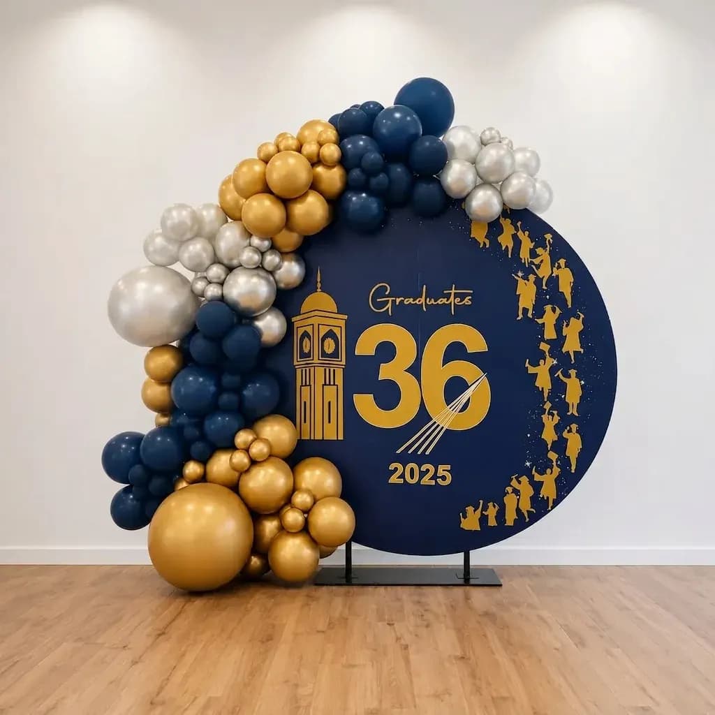 Blue Gold Graduation Decor