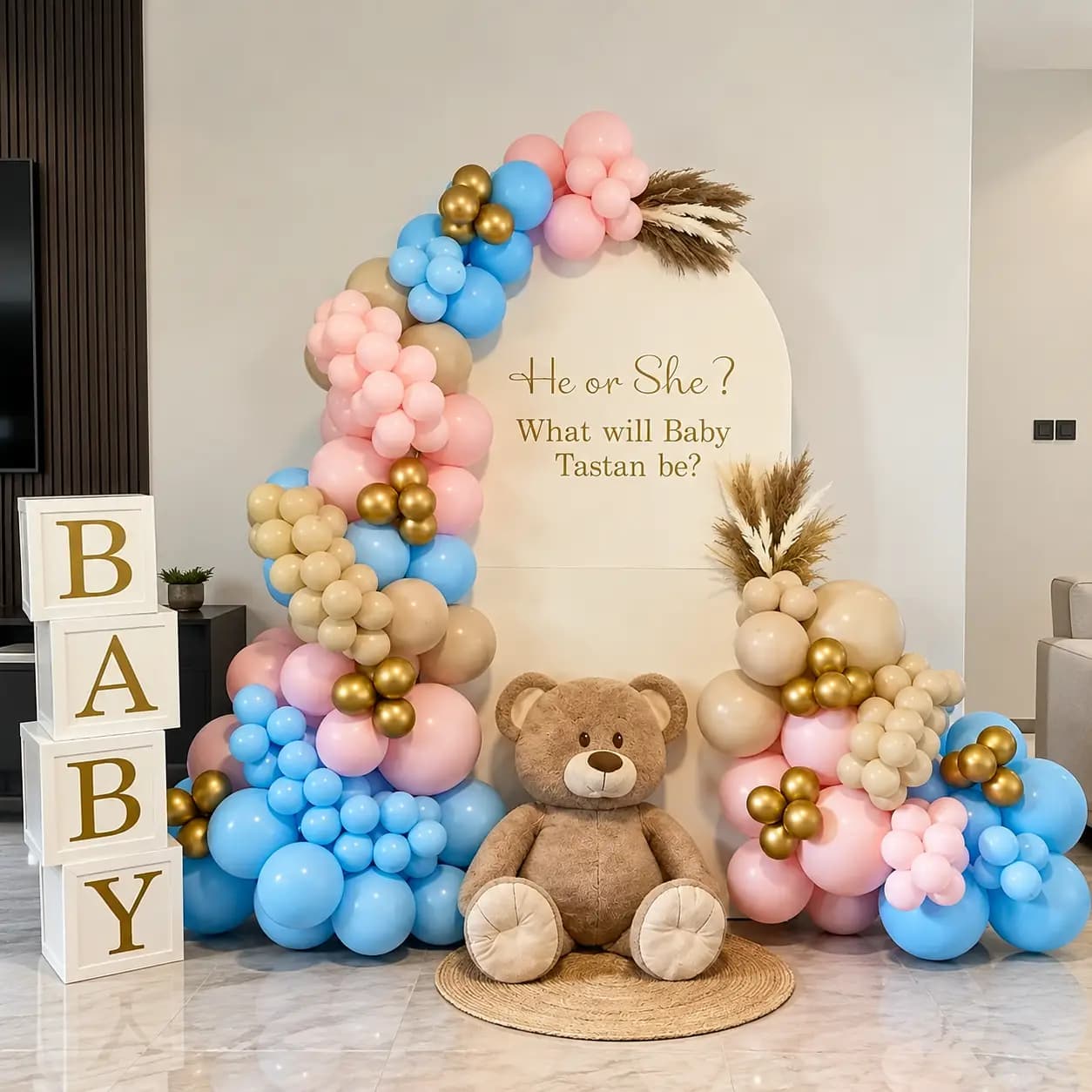 Neutral Baby Shower balloon Decoration Setup