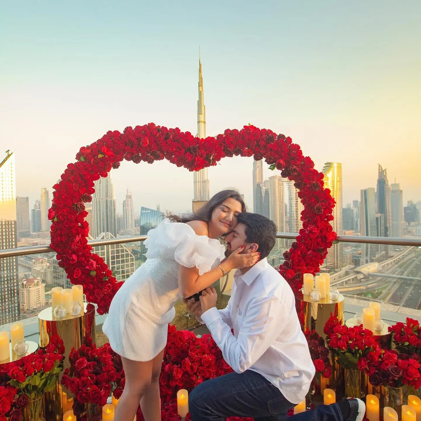 Elegant Proposal Setup with Petals in Dubai