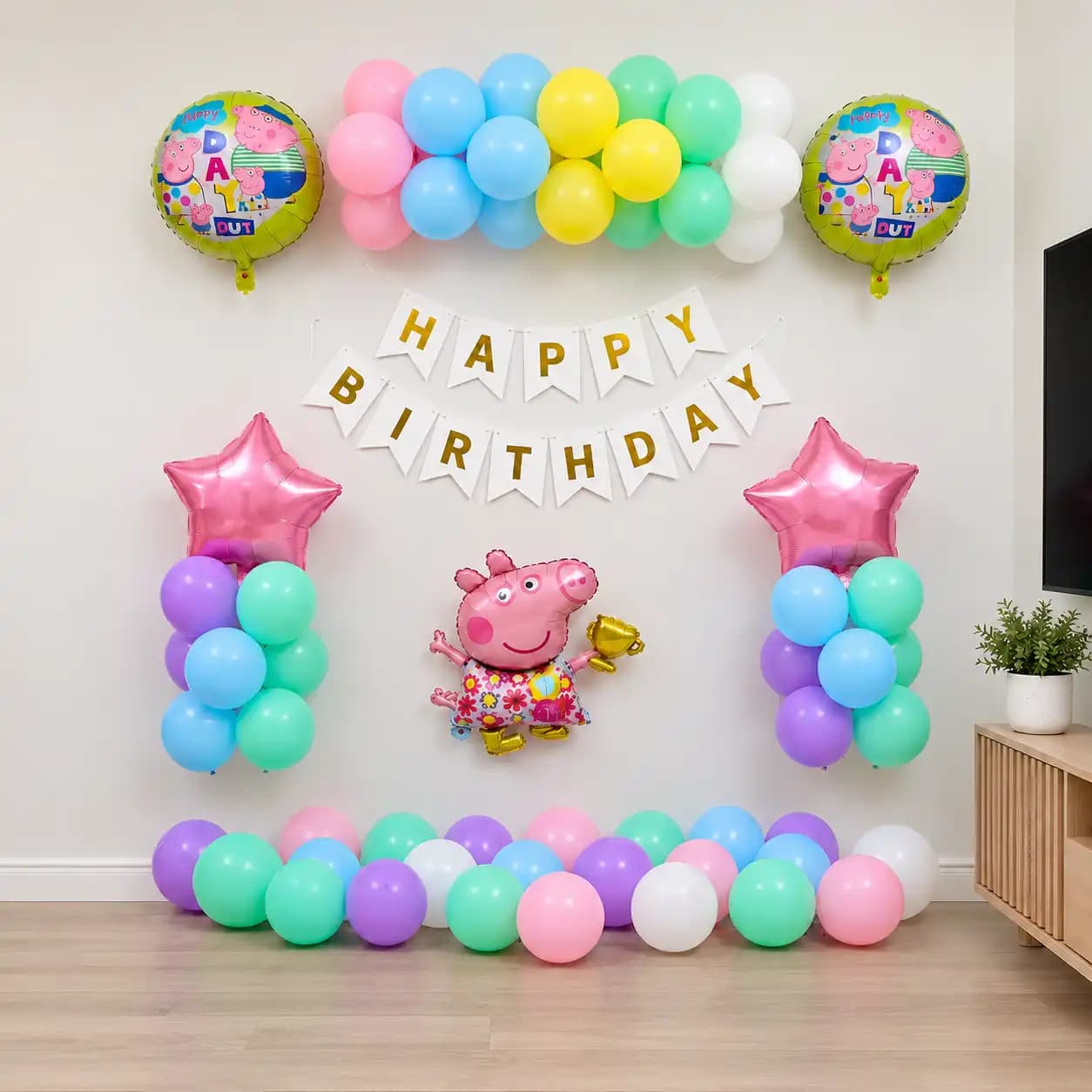 Chat gpt sep am — Peppa Pig Theme Birthday Decoration